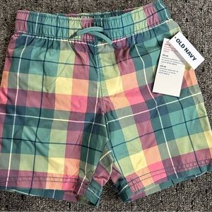 Old Navy Kids Plaid swimming trunks Shorts NEW size 4T